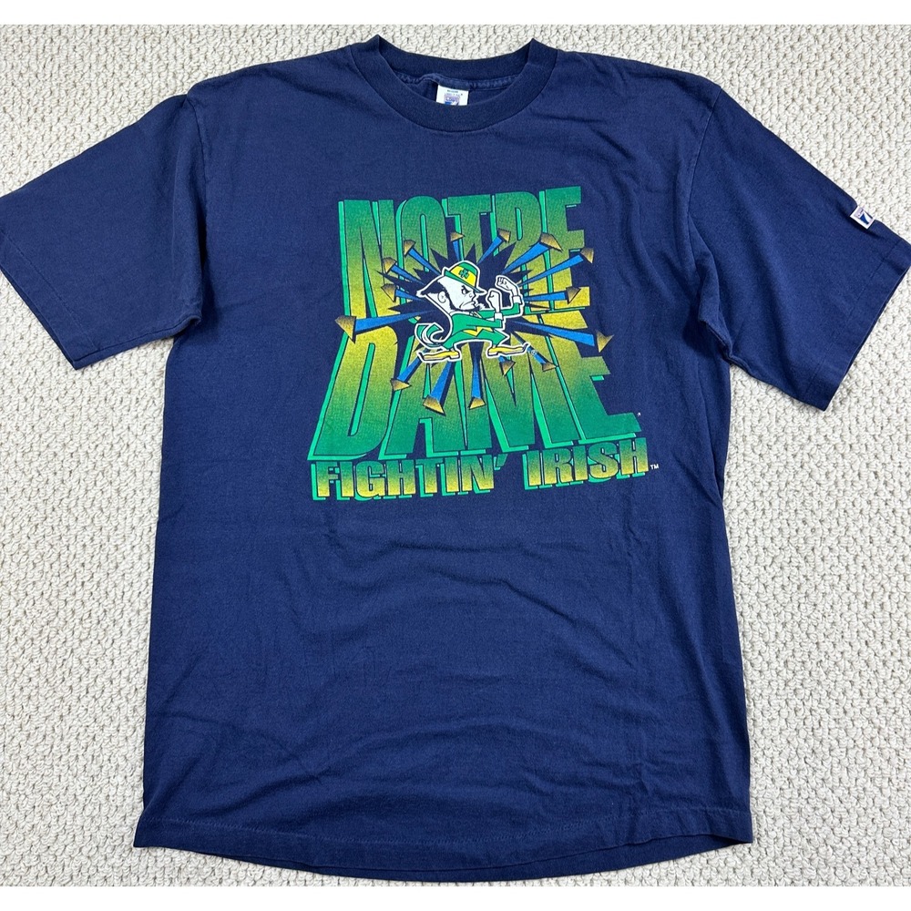 Logo 7 Notre Dame T Shirt Men XL Tall Blue Fighting Irish NCAA Football USA Made